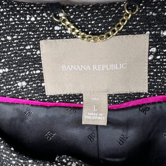 Banana Republic/Color Block Tweed Coat/Black and White/Large Tall/EUC - Picture 4 of 11